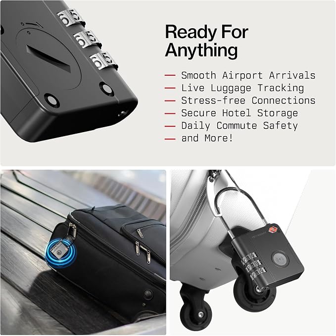 KeySmart SmartLock Tracking Luggage Locks, TSA Locks for Luggage, GPS Tracker, Combination Lock Compatible with Apple Find My App, Best Travel Essentials, Replaceable Non-Rechargeable Battery (5 Pack) - Image 4