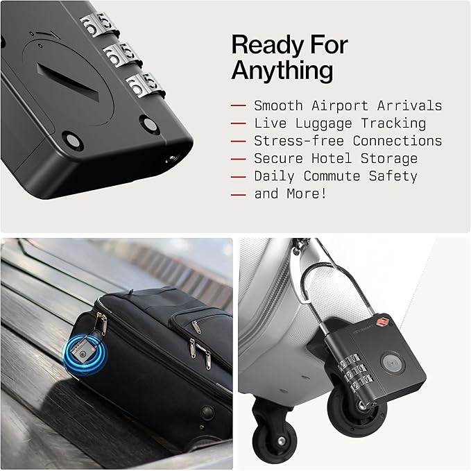 KeySmart SmartLock Tracking Luggage Locks, TSA Locks for Luggage, GPS Tracker, Combination Lock Compatible with Apple Find My App, Best Travel Essentials, Replaceable Non-Rechargeable Battery (1 Pack) - Image 4