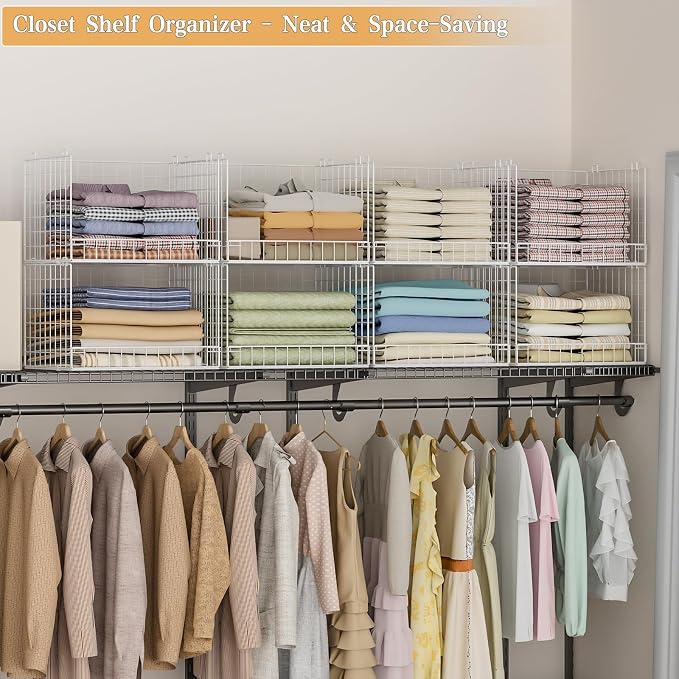 Yociyoga Closet Organizers and Storage Basket- 3-Tier Stackable Storage Bins, Foldable Closet Shelf Organizer Basket, Stackable Clothes Organizers Shelves for Home Organizer System(Patent 30022416) - Image 9