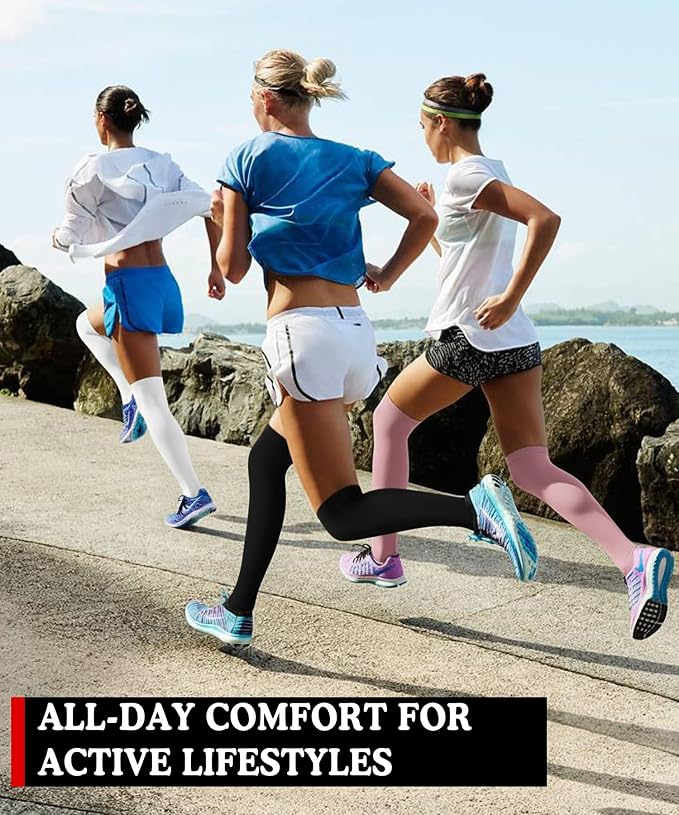 Aoliks Compression Socks for Women and Men 4 Pairs, Mild Support | Long Knee High Stockings for Nurses Running Travel Flying Pregnancy Athletic 15-20 mmHg - Image 6
