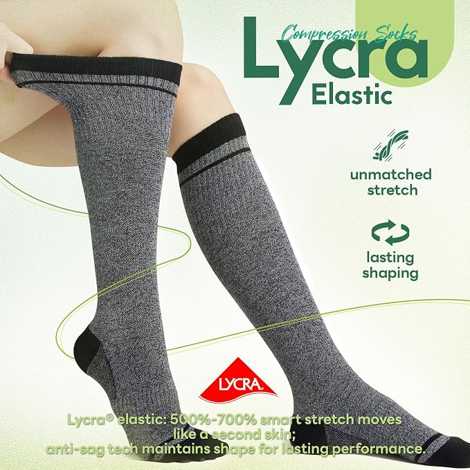Compression Socks Women & Men, 15-20 mmHg Bamboo Viscose Knee High Soft Support for Flying Travel Daily - Image 4