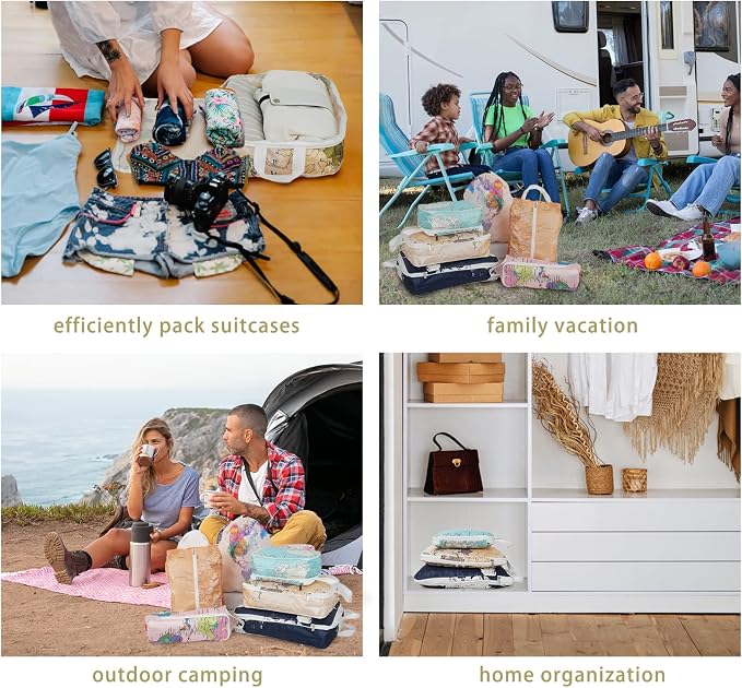 6 Pcs Compression Packing Cubes for Travel, Waterproof Luggage Organizer Washable Storage Bags Set - Packaging Cubes for Backpack Travel and Carry-Ons - Image 7
