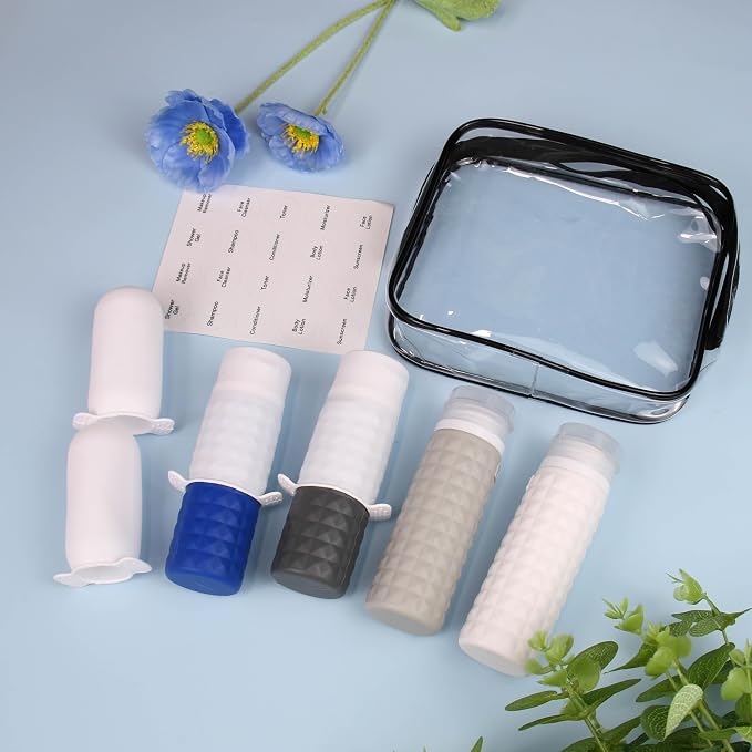 Travel Bottles for Toiletries, TSA Approved Travel Size Containers with Silicone Bottle Covers, Leak Proof Silicone Shampoo Bottles, Small Toiletry Containers for Shampoo Conditioner Lotion - Image 2