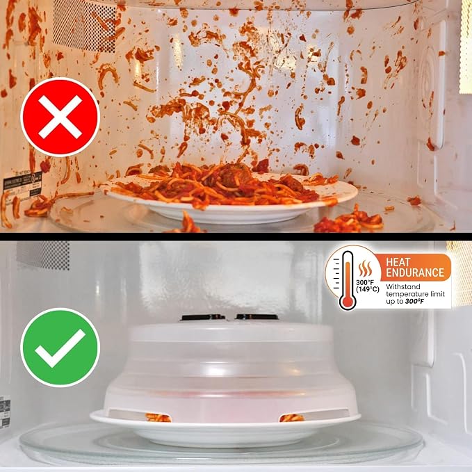 HOVER COVER Magnetic Microwave Splatter Cover - 10-Inch Collapsible - Black | BPA-Free Lid, Vented Plate Guard with Steam Vents, Anti-Splash Microwave Lid, Dishwasher Safe, Space-Saving Magnetic Storage - Image 5
