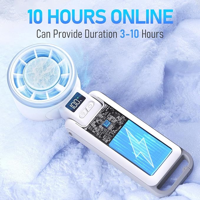 PlayHot Portable Handheld Cooling Fan, Travel Essentials, Gifts for Women | Instant Cooling, 10m/s Airflow, 5-Speed, 10H Max, USB-C Rechargeable, LED Display, 3-in-1 Foldable for Cruise, Beach Vacation - Image 5