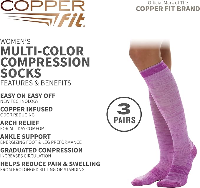 Copper Fit Energy Women's Easy-On/Easy-Off Knee High Compression Socks - Image 3