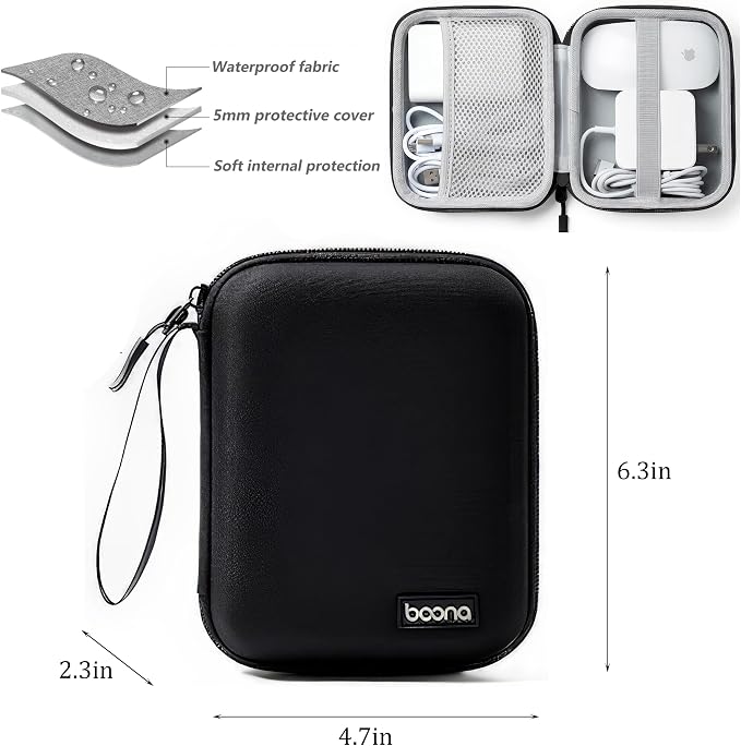 Charger Case for MacBook, Small Charger Organizer, Portable Pouch Travel Storage for Laptop Accessories, Waterproof for Magic Mouse, Power Bank,Charging Cords (Black)… - Image 2