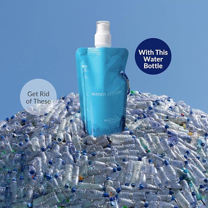 Membrane Solutions Collapsible Water Bottle 23oz with Carabiner | Foldable Pounch Water Filtration System, BPA-Free, Leakproof for Camping Hiking Cycling Yoga Sports Outdoor Essentials - Image 7