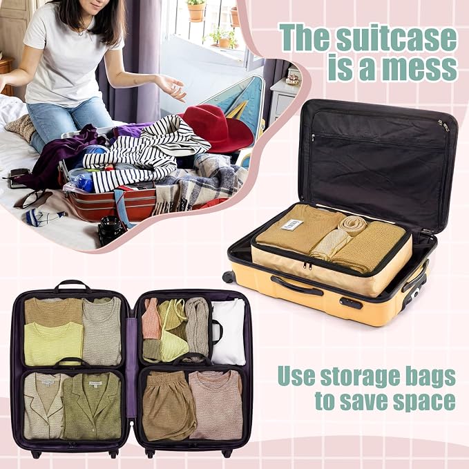 7 Pcs Packing Cubes for Travel Days of Week,Vibrant Color,Large - Image 5