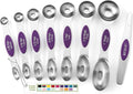 Spring Chef Stainless Steel Magnetic Measuring Spoons Set of 8, Purple | Metal Teaspoon & Tablespoon Measuring Spoons w/ Leveler for Dry & Liquid Ingredients, Measure Spoons for Baking & Cooking by SpringChef
