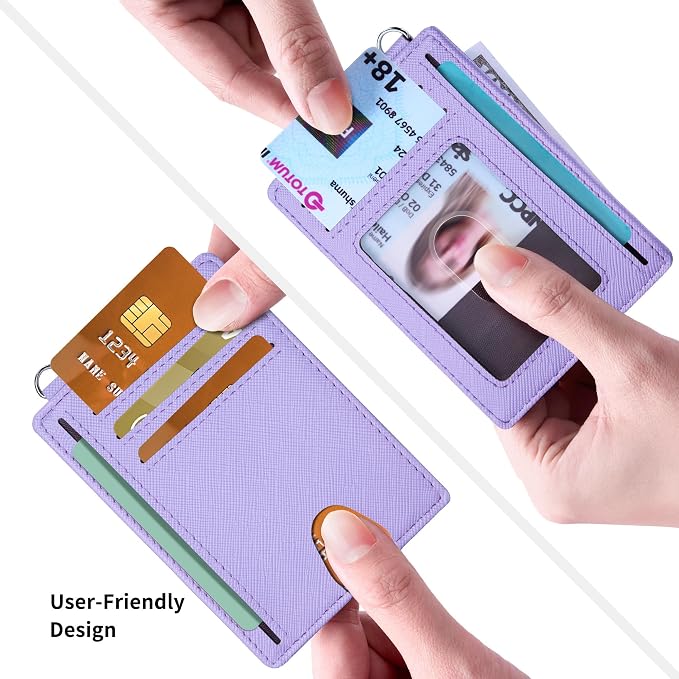 Mayski Slim Wallet, Credit Card Holder for Women, Minimalist Front Pocket RFID Blocking Card Cases, Small Wallet Women Men(Cross Light Purple) - Image 3