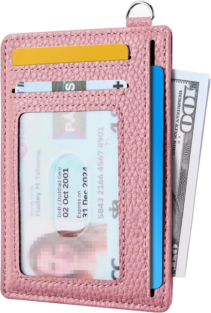 Mayski Slim Wallet, Credit Card Holder for Women, Minimalist Front Pocket RFID Blocking Card Cases, Small Wallet Women Men(Litchi Pink) - Image 2