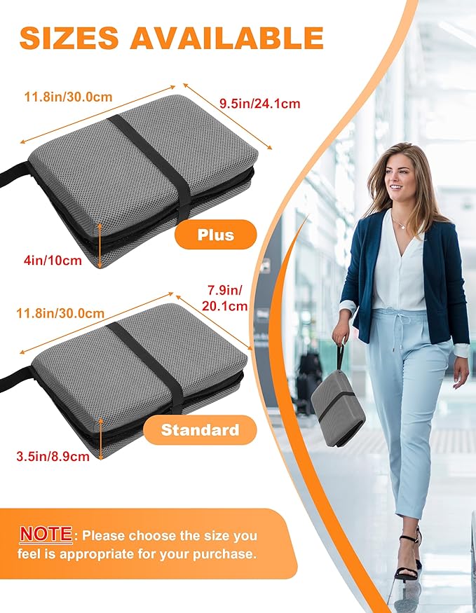 FASTMOMENT Portable Airplane Seat Cushion Foldable Seat Cushion for Travel | Thickened Cushion, Carrying Handle, Breathable Fabric, Washable Mesh Cover, Anti-Slip bottom, Lightweight for Flight Bleacher - Image 3