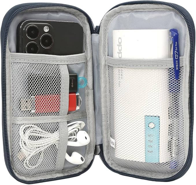 CAAORDKSO Electronic Organizer Travel Cable Accessories Case, Organizer Bag, Accessories Pouch for Cable, USB, Cord, Charger, Phone, Power Bank, Earphone (Navy Blue) - Image 7