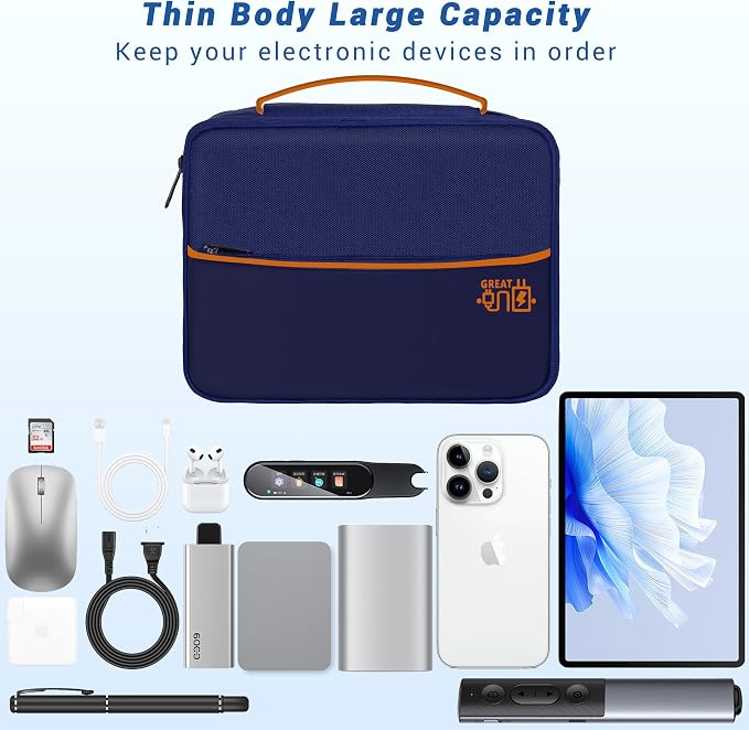 Electronics Organizer,Travel Cord Organizer Pouch,Cable Organizer Bags | Waterproof Electronic Accessories Storage Case for Cables, Cords, Charger, Phone (Three Layer-NavyBlue) - Image 4