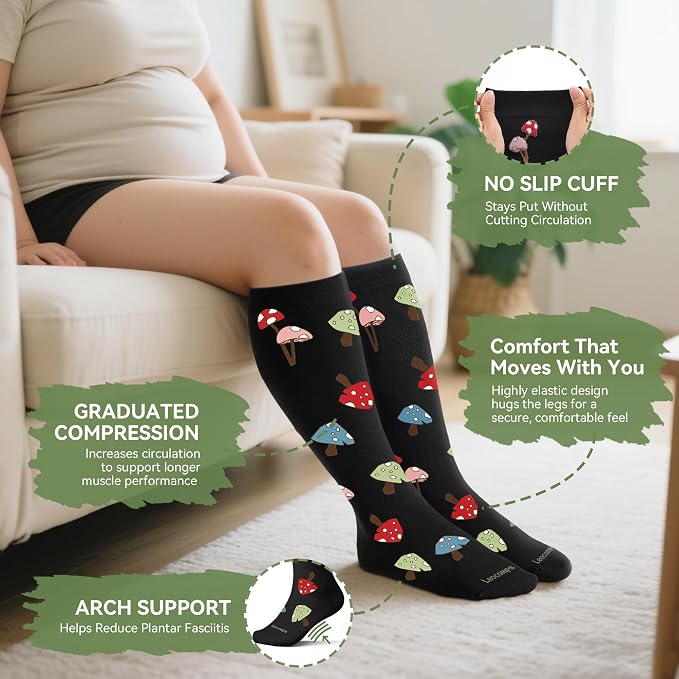 Plus Size Compression Socks for Women Men Wide Calf 15-20 mmHg Knee High Extra Large for Nurses Pregnant Travel - Image 3