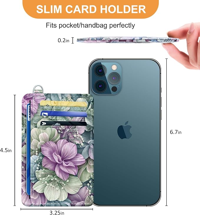 SEAVILIA Small Credit Card Holder for Women, Slim RFID Blocking Wallet | Cute Mini ID Card Case, Thin Minimalist Pocket Wallet, Gift for Girls, Happy Flower - Image 6