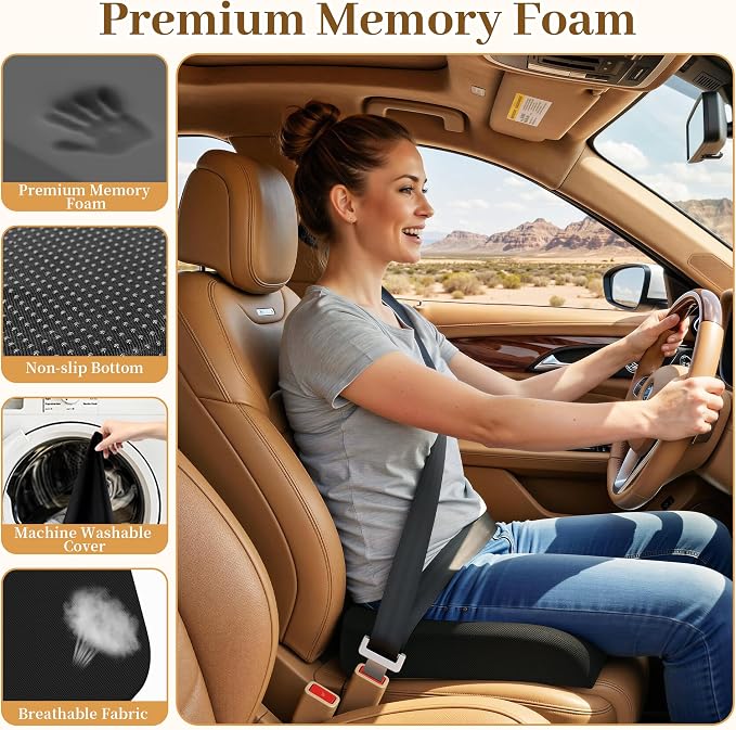 TranquilRelax 2XL Memory Foam Seat Cushion for Office Chair, Black | Medium-firm Support for Long Sitting, Washable Mesh Cover, Non-slip Base, Perfect for Car Seats & Short Drivers - Image 3