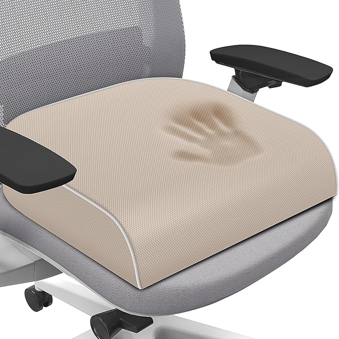 SweetSlubr Seat Cushion, Chair Pad, Memory Foam Tailbone Pain Relief | Office Chair Cushion for Tailbone Pain Relief, Non-Slip Cover, Soft Support for Office Chair, Car Seat,2X-Large/Beige by Unknown