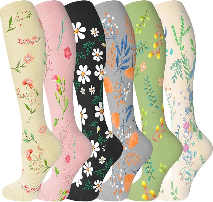 cerpite Compression Socks for Women & Men 6 Pairs Knee High Compression Socks 20-30 mmhg Best for Running,Nurse,Travel by Cerpitesportsstyles