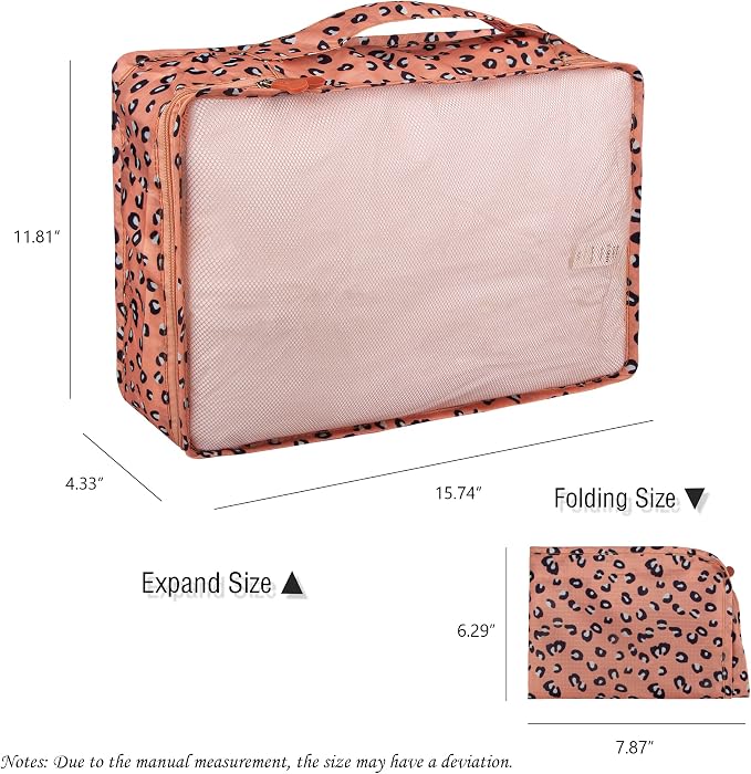 Packing Cubes Set, 2 Pcs Packing Organizers Set for Suitcases (Pink leopard) - Image 3
