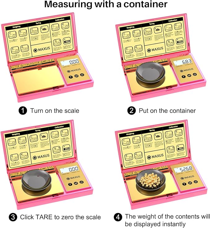Digital Gram Scale with 200g x 0.01g Capacity | Stylish Pink Plated Shining Cover and Platform, Mini Pocket Scale for Food and Jewelry - Image 5