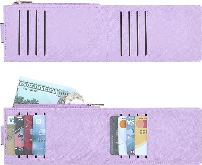 Chelmon Women's RFID Slim Card Holder Wallet | Thin Bifold Multi Card Case with Zipper Coin Pocket Purse for Women(Light Purple) - Image 5