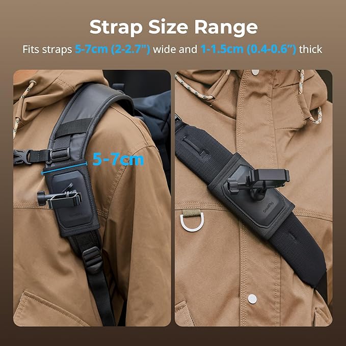 SMALLRIG Backpack Strap Mount w Cage for DJI Osmo Pocket 4P 4 3 | for Action 6/5 Pro/4/Nano, for Insta360 X5/4/3/Ace Pro 2, for GoPro 13/12/11, with Ball Head Action Cam Adapter Base - 6051 - Image 5
