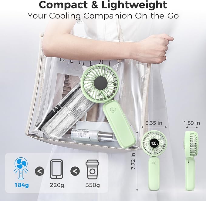 Handheld Fan Foldable, 5000mAh Rechargeable Hand Fans with Powerful Cooling, 4 Speeds, LED Display, Portable Fan for Travel,Concerts,Makeup,Lash,Outdoor Events,Gifts Women - Image 6
