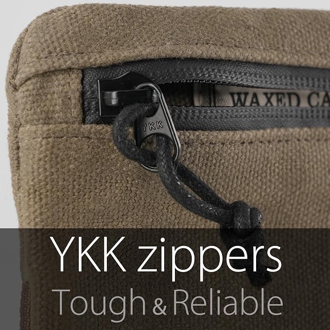 Belt Zipper Pouches for Men Women Compact EDC Pouch, YKK Zipper, Anti-theft Pickpocket Proof Safety Wallets, Waist Pack for Traveling Hiking, Water Resistant, Tough Waxed Canvas, Olive - Image 4