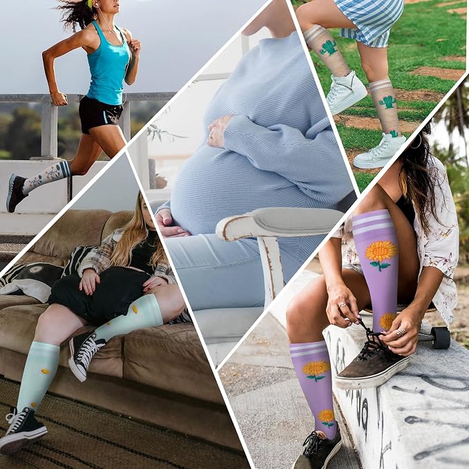 fenglaoda Compression Socks for Women Men Support Circulation 6 Pairs Socks For Nurse, Travel, Flight - Image 6