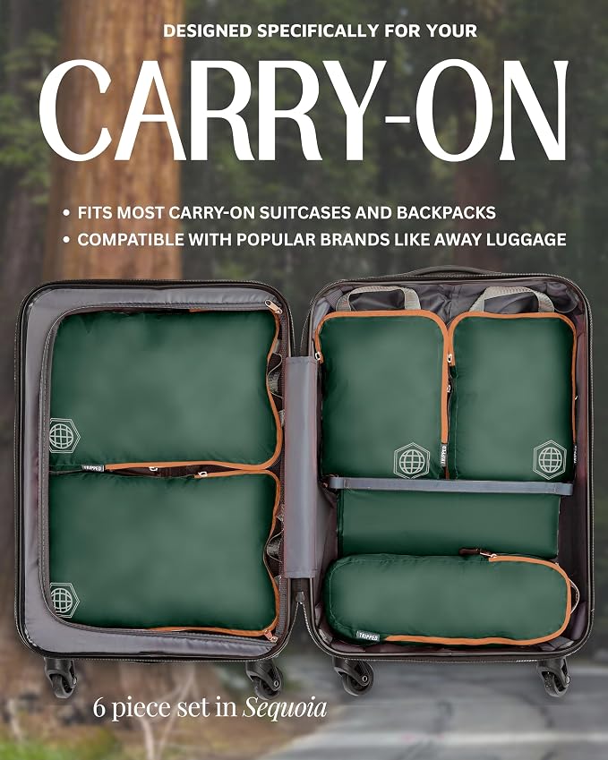TRIPPED Travel Gear Compression Packing Cubes for Carry-On Travel 6-Pack | Ultralight Ripstop Packing Cubes with Compression Zippers for Organized Carry-On Luggage, Backpack, and Travel Packing - Image 8