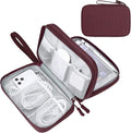 FYY Electronic Organizer, Travel Tech Pouch Bag, Large, Wine Red | Wrist Strap, Waterproof, Double Layers Portable Electronics Travel Carrying Case for Cord, Charger, Daily Business Trips Use by FYY