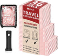 Travel Vacuum Bags for Clothing with Rechargeable Pump 36 Combo, Pink | Compression Packing Cubes Organizer Storage for Luggage Suitcase, Space Saver Seal Bags for Vacation Cruise by SUOCO