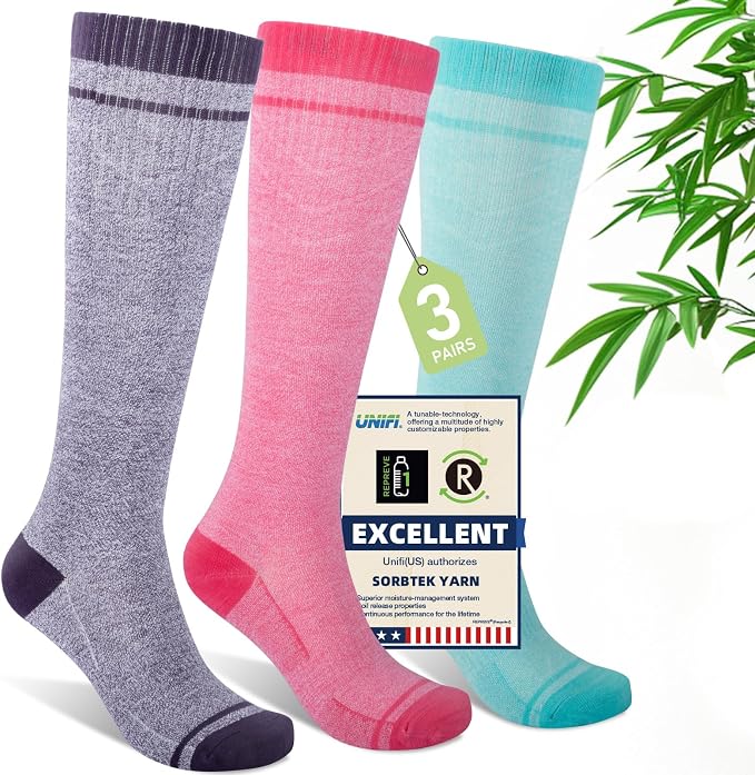 Compression Socks Women & Men, 15-20 mmHg Bamboo Viscose Knee High Soft Support for Flying Travel Daily by Unknown