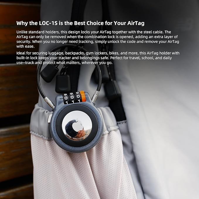 Metal AirTag Holder with Combination Lock, Compatible with Apple Tag, AirTag Lock Case for Luggage, Backpack, Suitcase, Air Tag Holder for Kids, Ski Gear, Car Tracking, GPS Tracker Case - Image 6