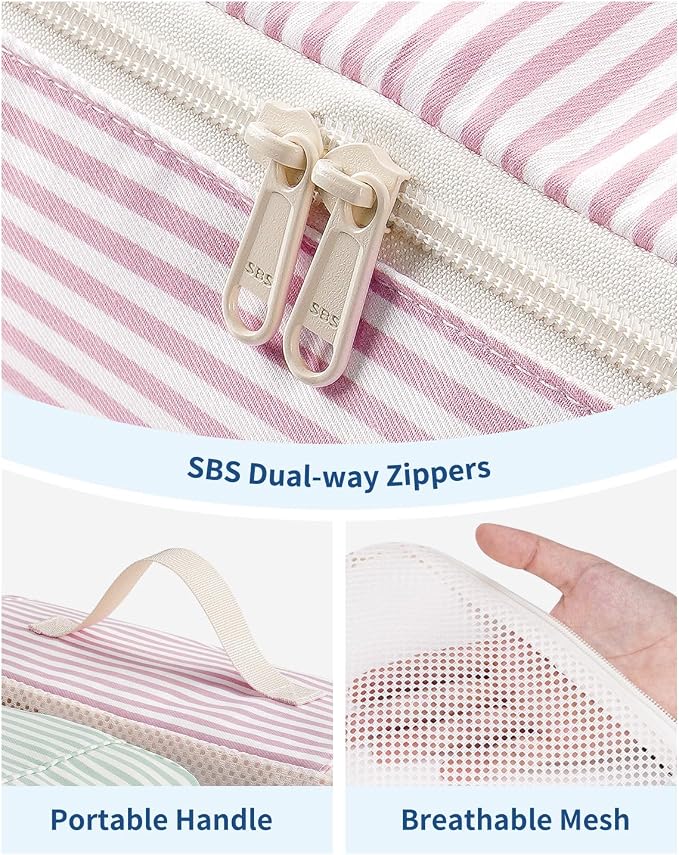 Narwey 7 Set Striped Packing Cubes for Travel Carry on Suitcase Luggage Organizer Bags for Kids Women Men, Durable Packing Organizers Bag, Travel Essentials Accessories (Stripe Combined) - Image 4