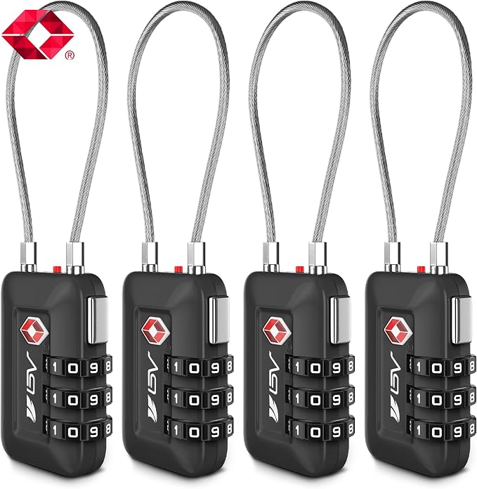 TSA Accepted Luggage Travel Lock, Set-Your-Own Combination Lock for School Gym Locker, Luggage Suitcase Baggage Locks, Filing Cabinets, Toolbox, Case (Black, 4 Pack) - Image 2