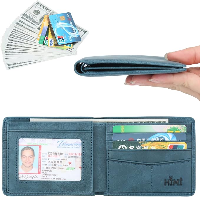 HIMI Wallet for Men-Genuine Leather RFID Blocking Bifold Stylish Wallet With 2 ID Window - Image 2