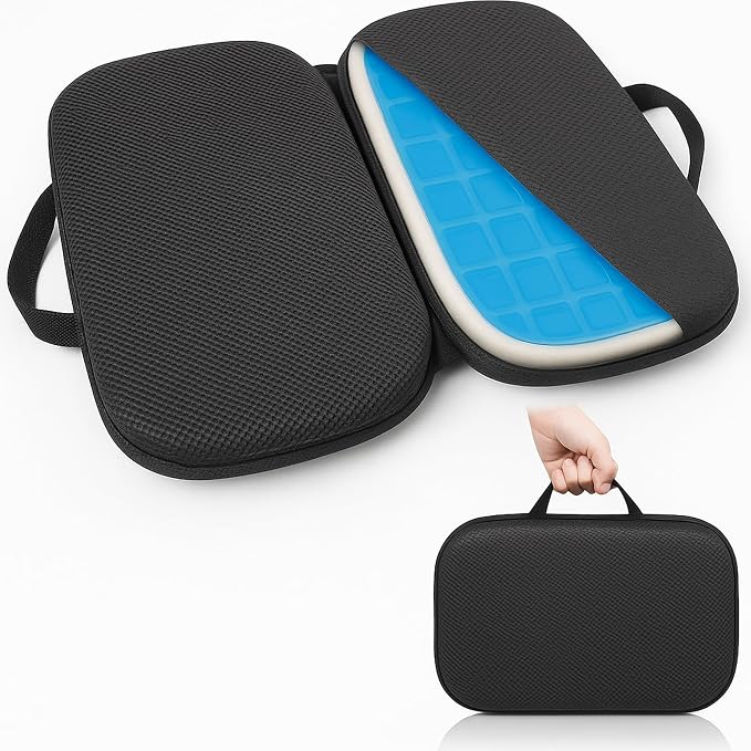 3 in 1 Foldable Gel Seat Cushion Featured with Memory Foam Breathable Seat Cushion for Pressure Relief (Size: 18.5“ x 15" x 2"，Black Mesh) by Sojoy