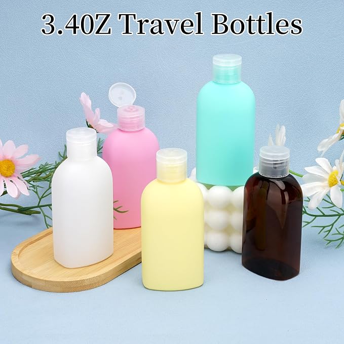 Cosywell Travel Bottles for Toiletries 3.4oz Travel Size Containers | TSA Approved Toiletry Bottles, Leak Proof Refillable Squeeze Bottle, with Lable and a Toiletry Bag - Image 2