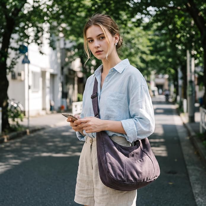 Canvas Hobo Crossbody Tote Bag for Women and Men Messenger Bags | Canvas Tote Bag With Zipper,Canvas Crossbody Bag,Canvas Hobo Bag,Shoulder Bag for Women,Travel Work College Purse Handbag - Image 2