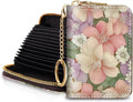 Blusabaca RFID Credit Card Holder Small Women Travel Wallet, Flower Floral | Removable Keychain, Case with Zipper, Vegan PU Leather, Cash Coin Pocket, Business Accordion Purse, Ladies Female Gift by Blusabaca