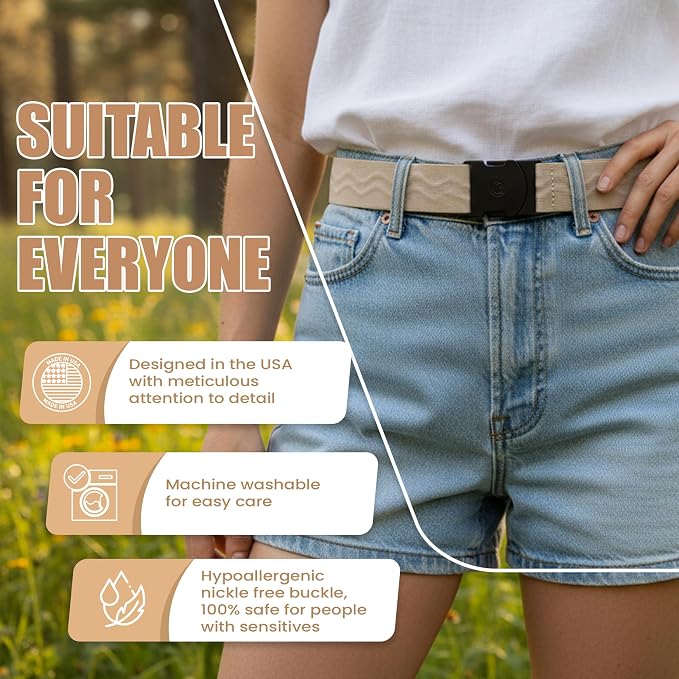Unisex Adventure Stretch Belt, 1.30" Width, Non Slip, Travel Friendly Buckle. Designed in USA. - Image 7