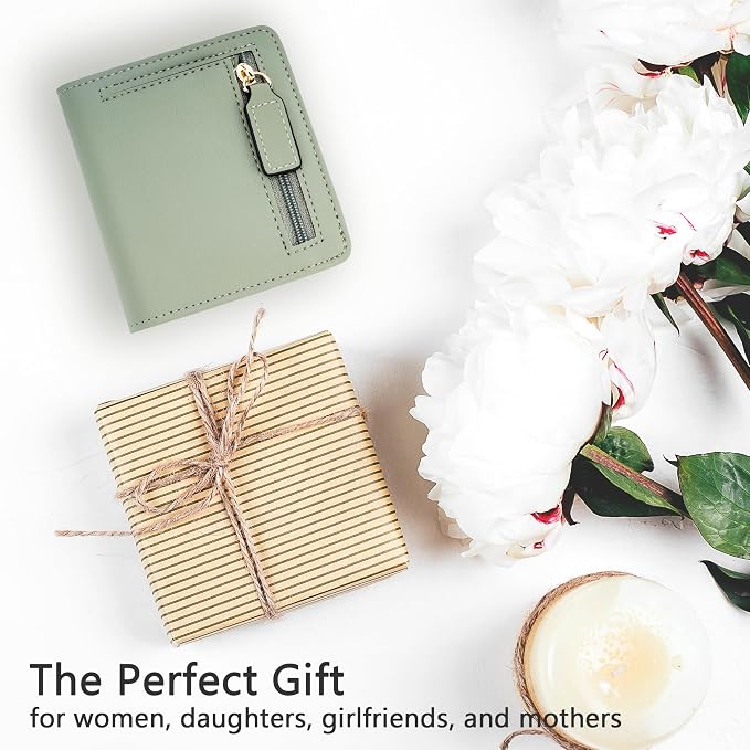 Gostwo Small Wallet for Women, Slim Bifold Credit Card Holder, Compact RFID Blocking Cash Wallet, Billfolds Thin Leather Zipper Pocket, Mini Wallet Gift for Ladies Teen Girls Travel with ID Window - Image 6