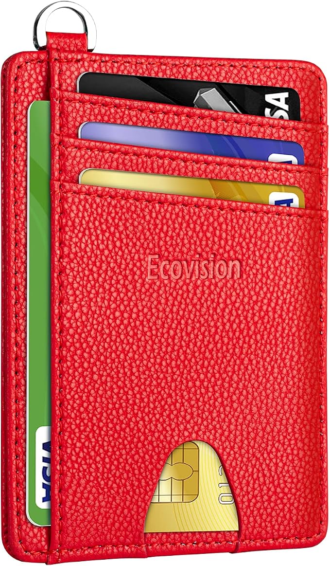 Slim Minimalist Front Pocket Wallet, RFID Blocking Credit Card Holder Wallet with Detachable D-Shackle for Men Women by Ecovision