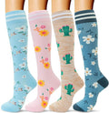 fenglaoda Compression Socks Women Men 4 Pairs, Knee High Support Socks for Running, Sports, Travel, Flight, Nurse by fenglaoda