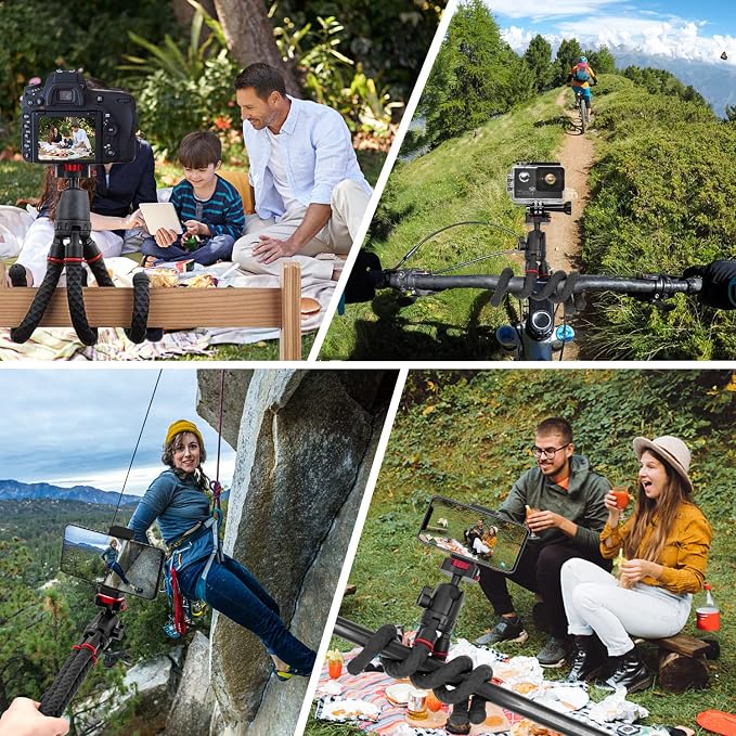 LINKCOOL 360° Rotation Flexible Octopus Travel Stand for iPhone Smartphone iPad DSLR Action Camera, with Bluetooth Wireless Remote Shutter - Image 8