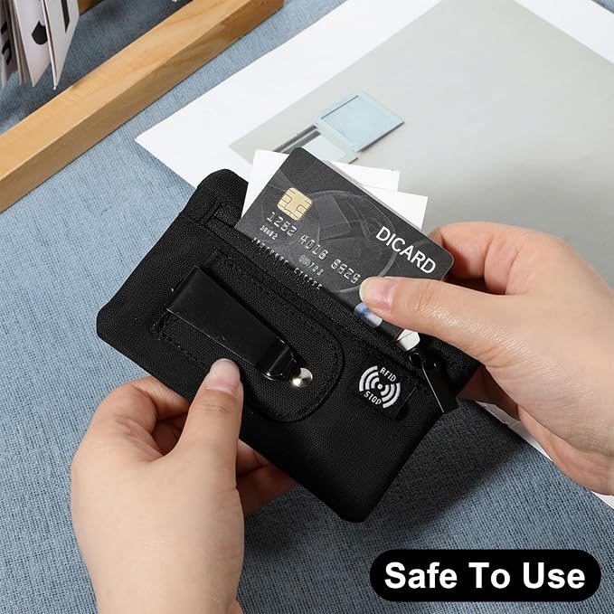 RFID Blocking Clip Stash Pocket, Ultra Thin Anti-Theft Travel Pouch, Compact Hidden Travel Belt Wallet for Cards & Cash Pickpocket Hidden Clips Stash Credit Card Holder for Everyday Carry Traveling - Image 6
