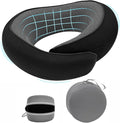 Travel Neck Pillow for Airplane - 100% Memory Foam 360° Ergonomic Support - Adjustable Velcro, Washable Velvet Cover & Compact Storage Case - Flight Essentials for Sleeping (Black) by Unknown